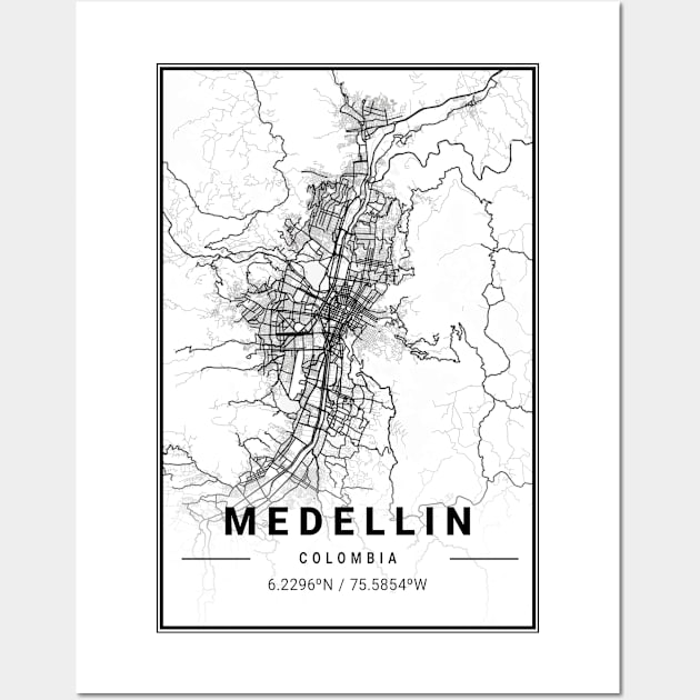 Medellin Light City Map Wall Art by tienstencil